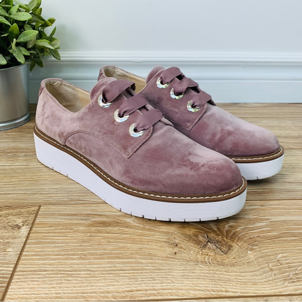 Zara Women's Velvet Lace Up Ribbon Shoelace Platform Shoes - Size 41